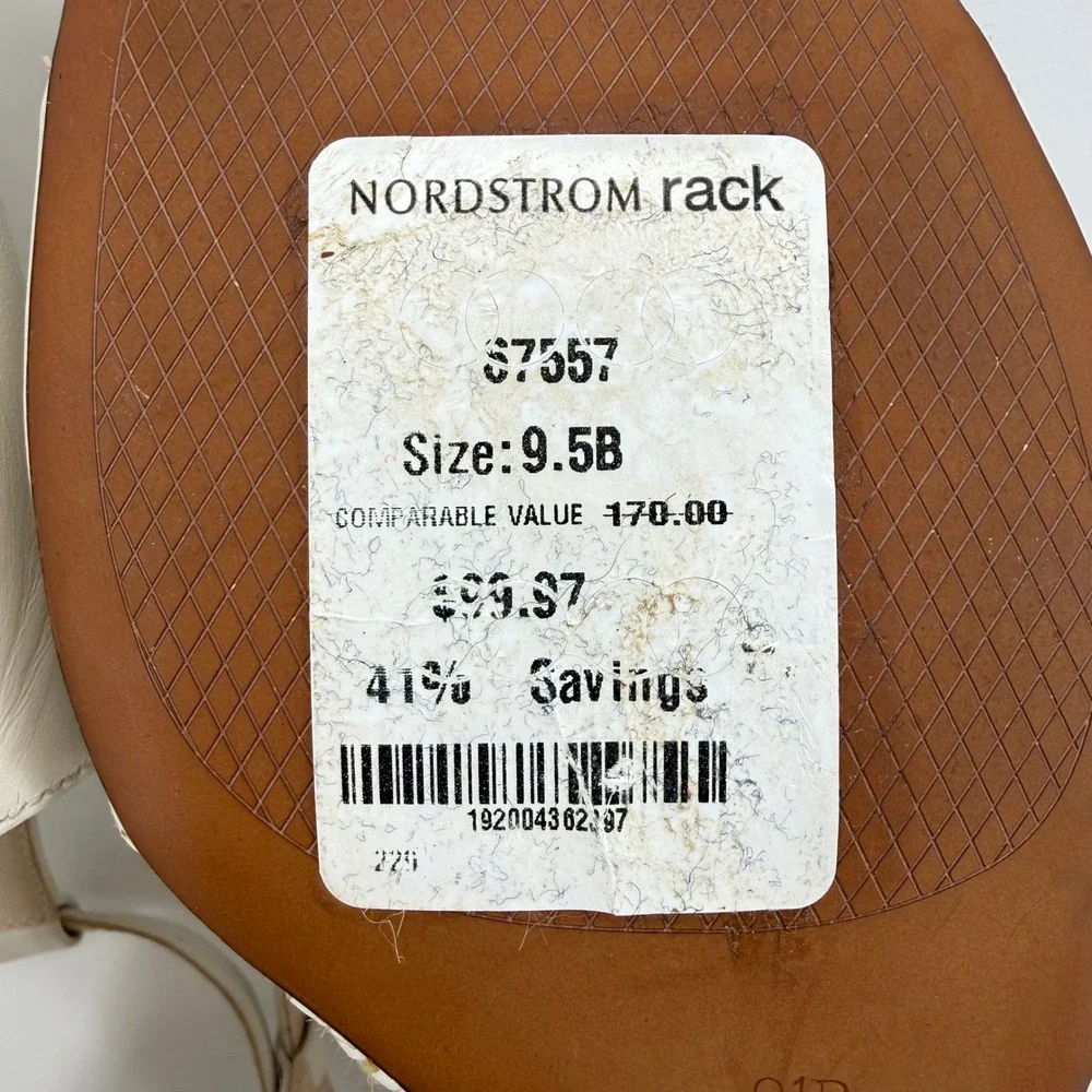 Cole Haan Maddie Ivory Leather T-Strap Woven Wedge Sandals W14877‎ Womens 9.5B